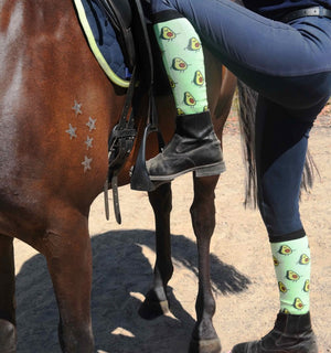 Dancing avocado equestrian boot socks
