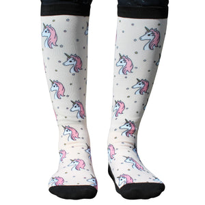 Pink Knee high horse riding unicorn socks
